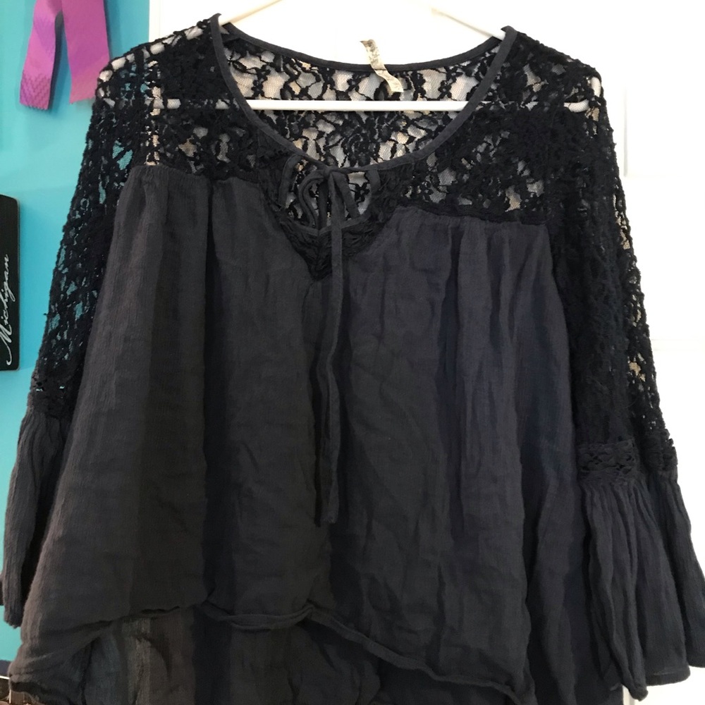 Navy blue flowy blouse